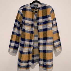 Plaid Yellow and Blue Fall Winter Jacket Wool Retro Vintage Look